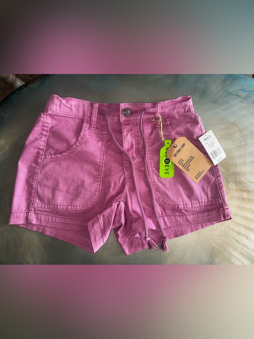Brand new Project Indigo Mid Waist Magenta Cotton Shorts with Drawstring Waist